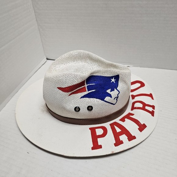 New England PATRIOTS Hard Straw Hat Fan Nicol Hats Football Team Boston Logo M - Picture 4 of 16